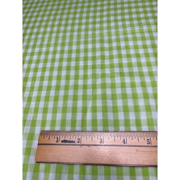 Green White Gingham Cotton Fabric 18" x 34" Sewing Crafts & Quilting - Picture 3 of 11